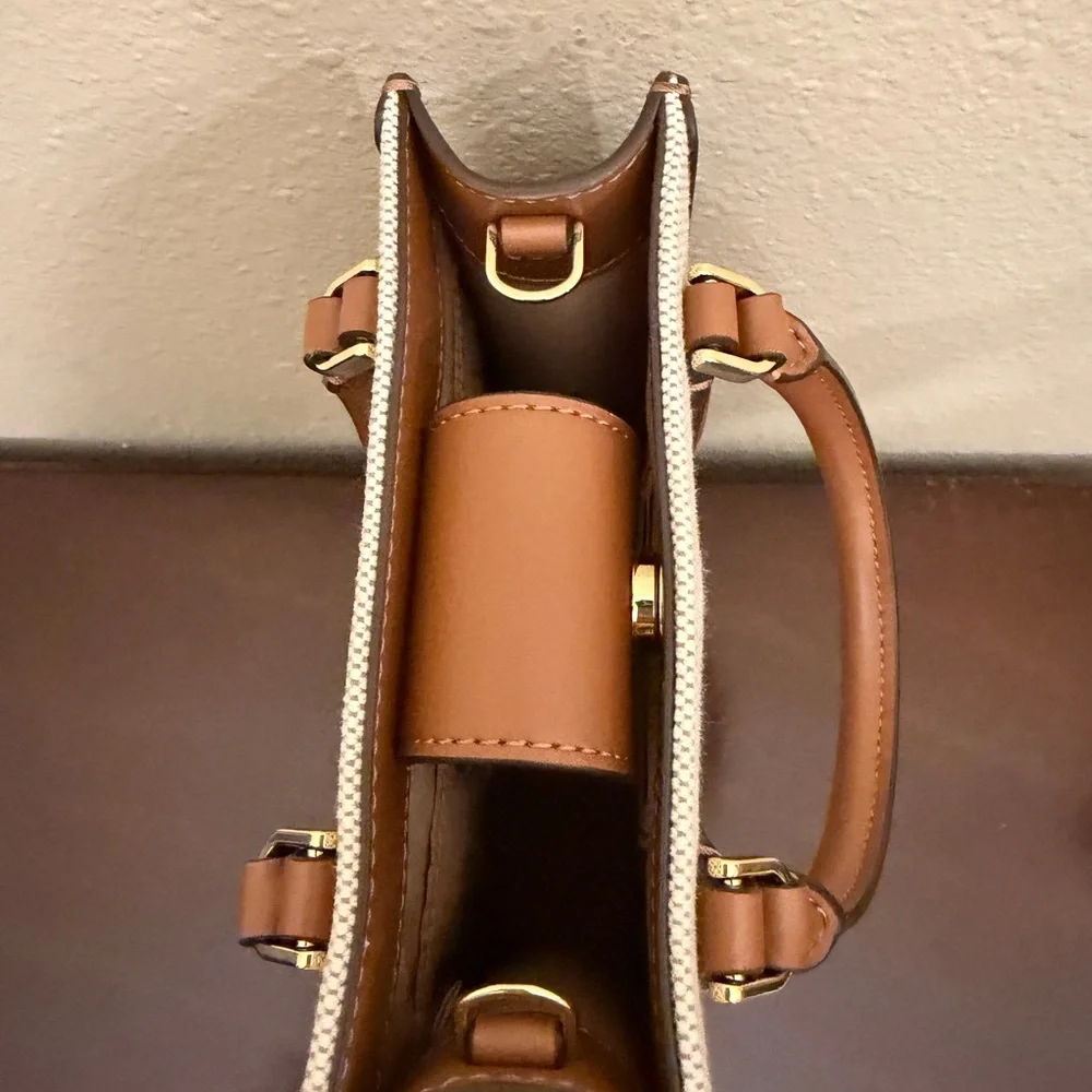 NWOT kate spade Ellie Tan and Brown Canvas Mini Tote Crossbody - Picture 6 of 12